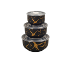 BM780 Hitam Wadah Makanan dengan motif Marmer